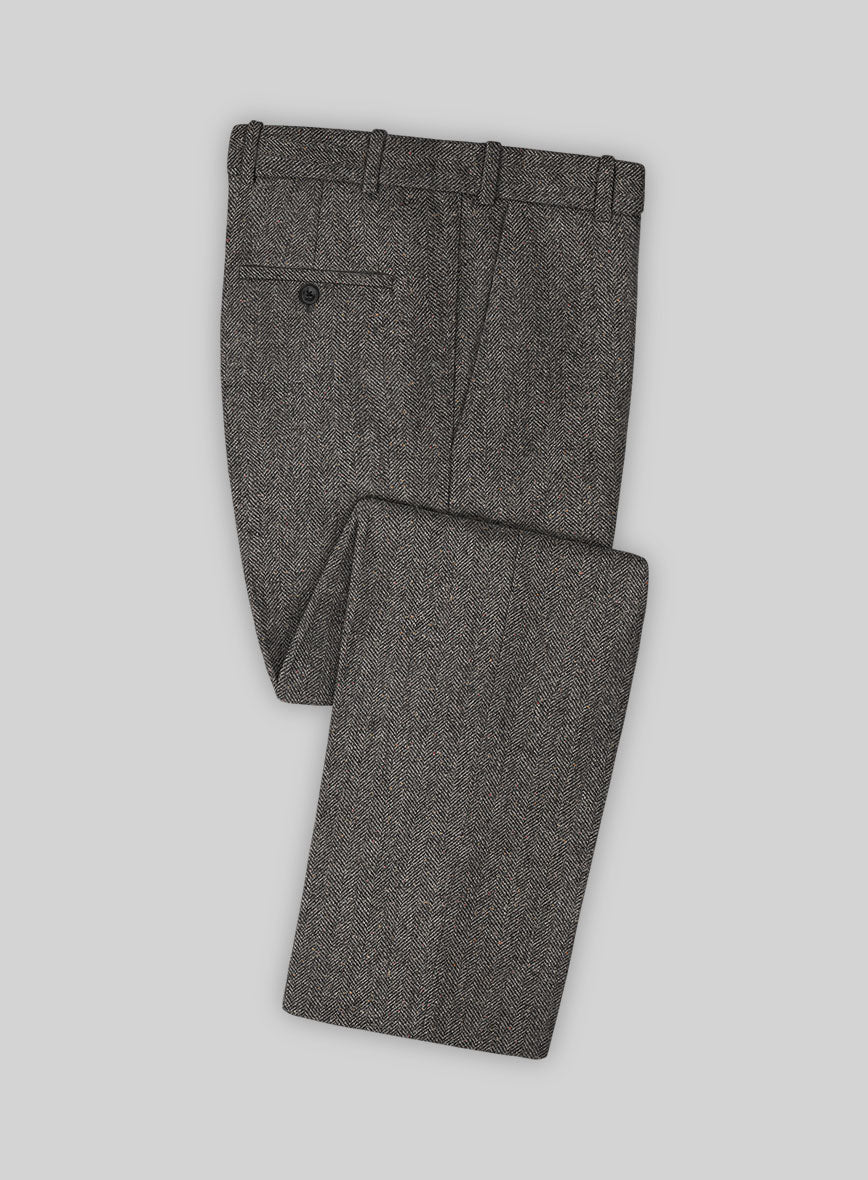 Gray Herringbone Flecks Donegal Tweed Double Breasted Suit - Image 3
