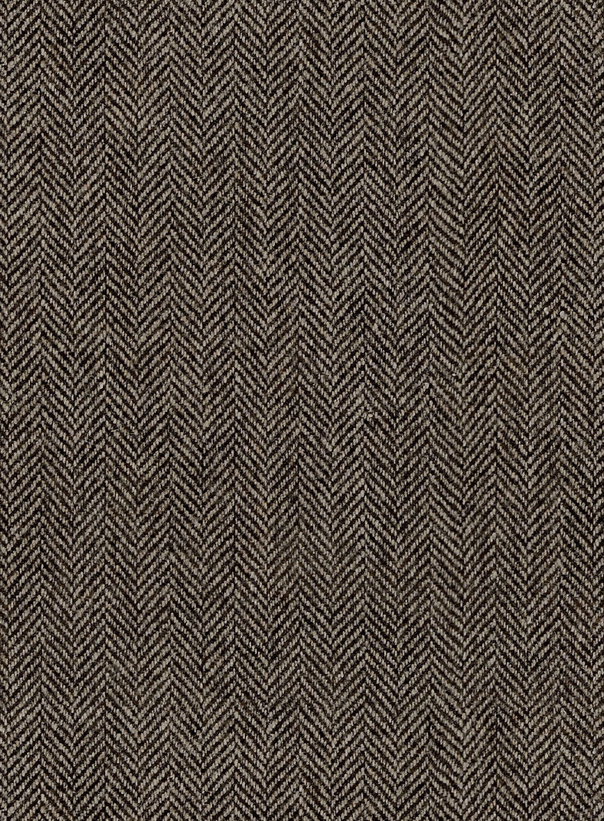 Vintage Dark Brown Herringbone Tweed Pants - Leather Trims - Image 3